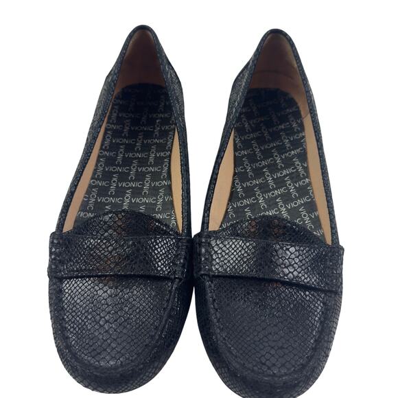 Vionic Chill Larrun Snake Embossed Leather Preppy Comfort Loafers Women's 8.5 - Picture 2 of 8